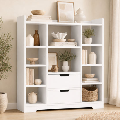 Eden Wardrobe Cupboard Bookshelf with Drawer Furniture (White)