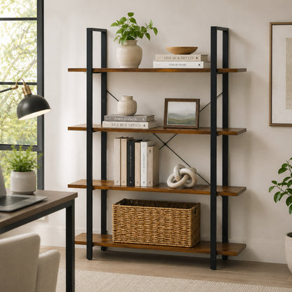 Envision Rustic 4-Tier Bookcase Storage Shelf Organizer