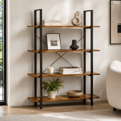 Envision Rustic 4-Tier Bookcase Storage Shelf Organizer