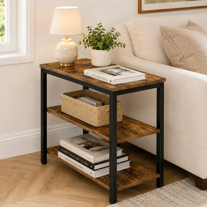 Rustic Industrial 3 Tier Storage Shelf Console Side End Table