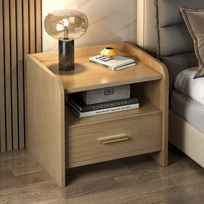 Serene Bedside Table Nightstand with Drawer (Oak)