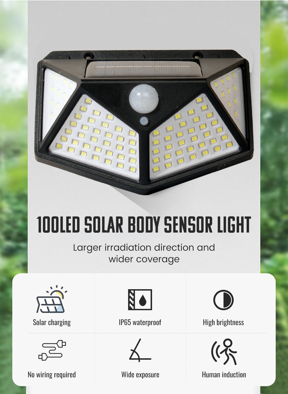 100 LED Motion Sensor Solar Outdoor Security Light