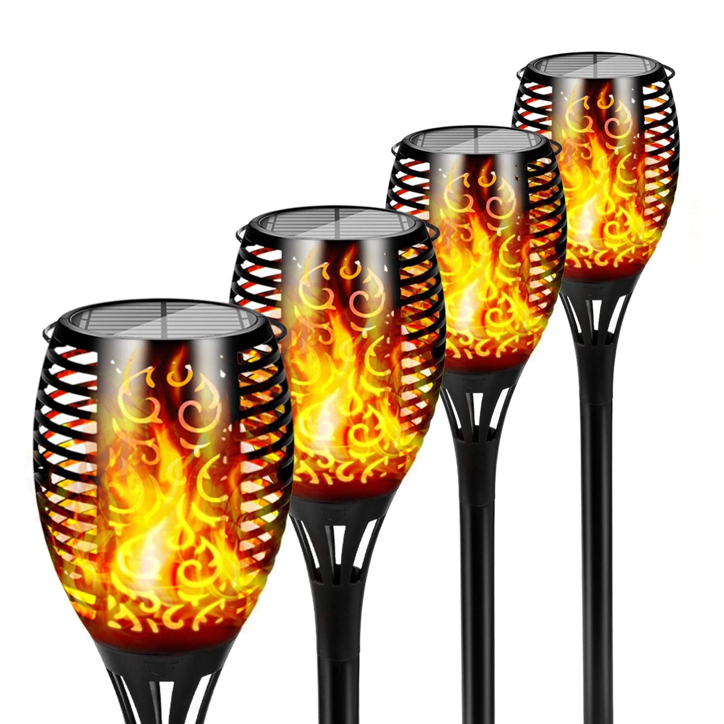 4 PCS Solar Powered Flame Outdoor Light