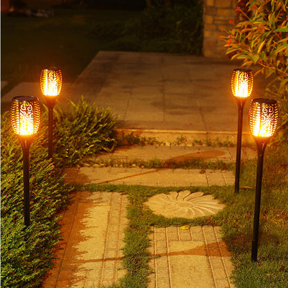 4 PCS Solar Powered Flame Outdoor Light