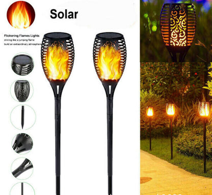 4 PCS Solar Powered Flame Outdoor Light