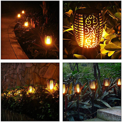 4 PCS Solar Powered Flame Outdoor Light