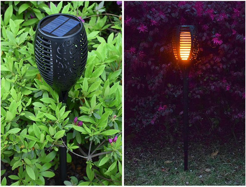 4 PCS Solar Powered Flame Outdoor Light