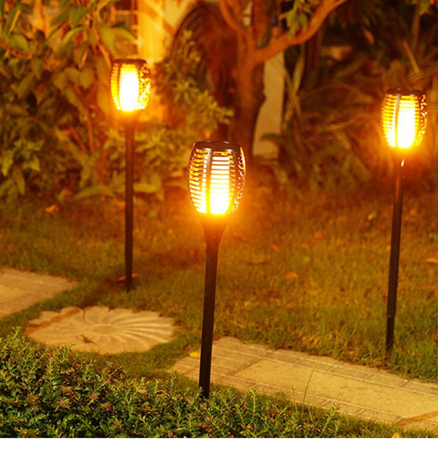 4 PCS Solar Powered Flame Outdoor Light