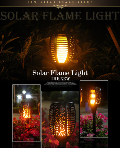 4 PCS Solar Powered Flame Outdoor Light