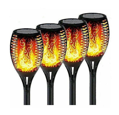 4 PCS Solar Powered Flame Outdoor Light