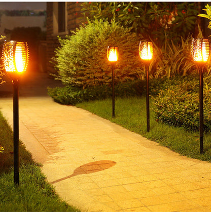 4 PCS Solar Powered Flame Outdoor Light