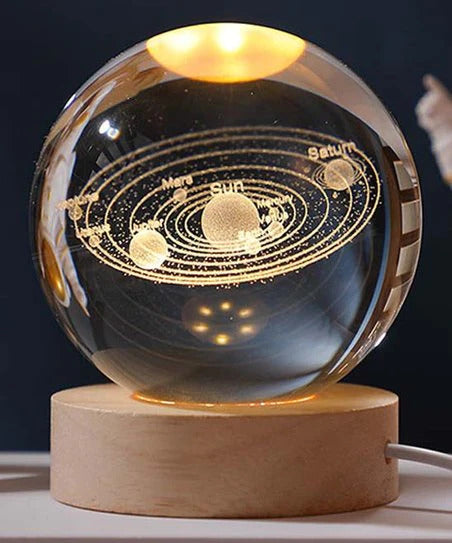 3D Galaxy Crystal Ball LED Night Light Lamp Solar System Planets Globe Glass Ornament