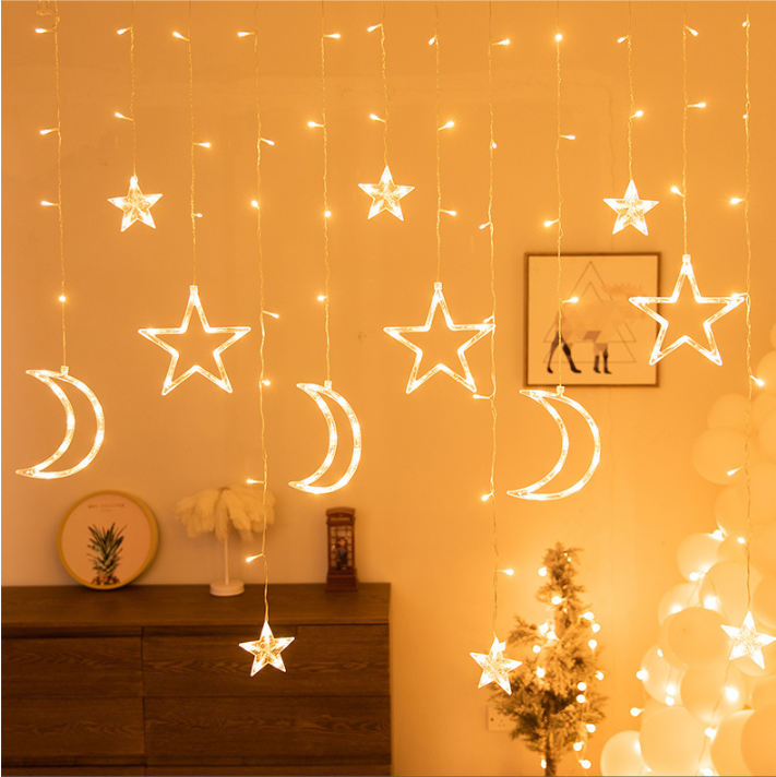 Star and Moon Fairy Curtain Lights LED String Light Home Garden Decorations