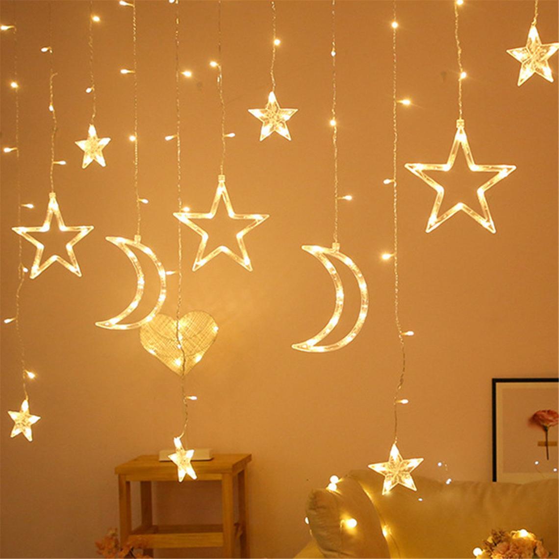 Star and Moon Fairy Curtain Lights LED String Light Home Garden Decorations