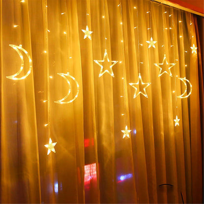 Star and Moon Fairy Curtain Lights LED String Light Home Garden Decorations