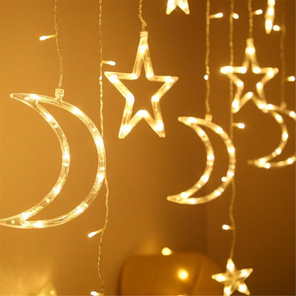 Star and Moon Fairy Curtain Lights LED String Light Home Garden Decorations