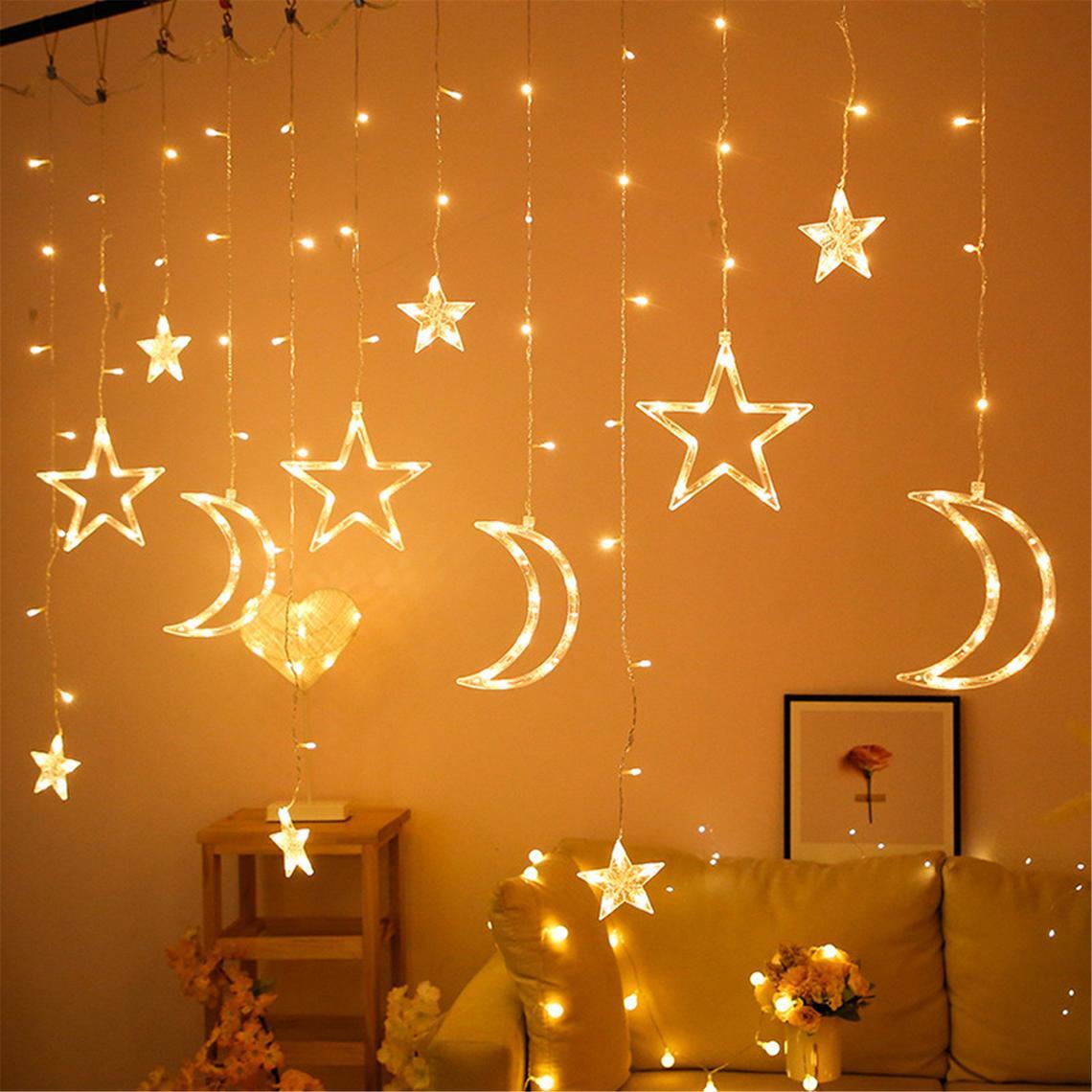 Star and Moon Fairy Curtain Lights LED String Light Home Garden Decorations