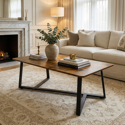 Soho Rustic Wood and Metal Coffee Table