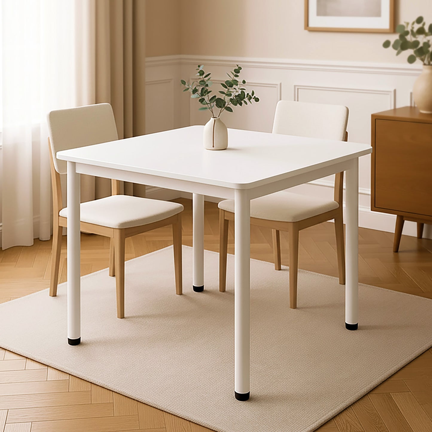 Harbor Industrial White Wood & Steel Dining Table Square 80cm