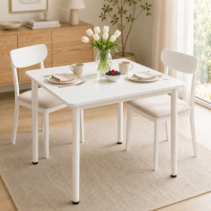 Harbor Industrial White Wood & Steel Dining Table Square 80cm