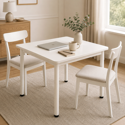 Harbor Industrial White Wood & Steel Dining Table Square 80cm