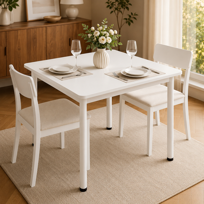 Harbor Industrial White Wood & Steel Dining Table Square 80cm