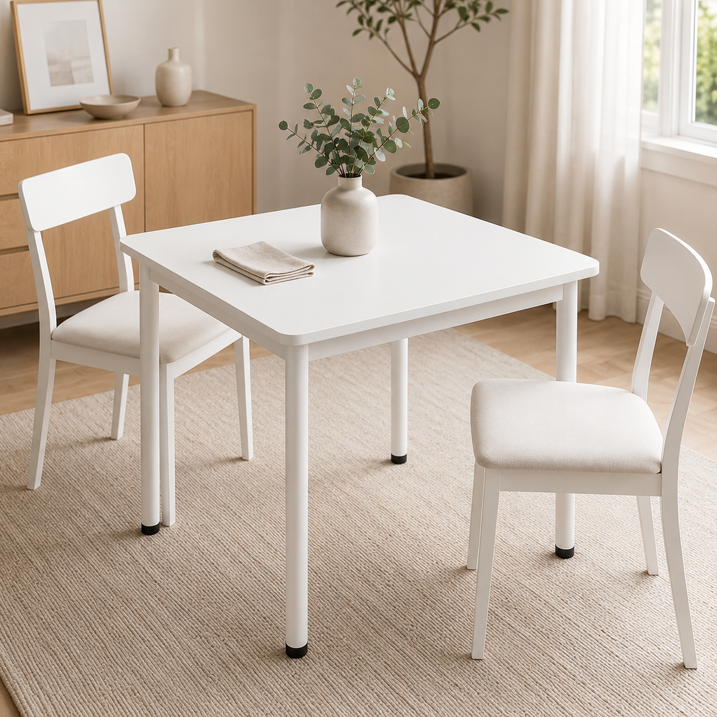 Harbor Industrial White Wood & Steel Dining Table Square 80cm