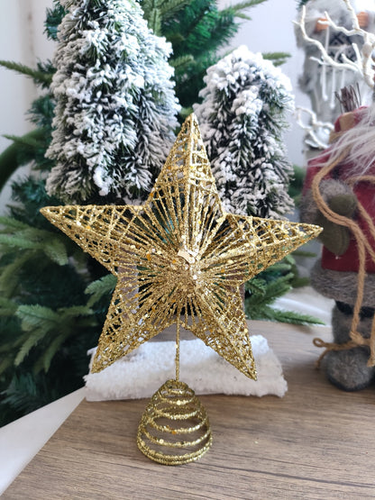 Christmas Tree Topper Golden Star Holiday Decoration Ornament