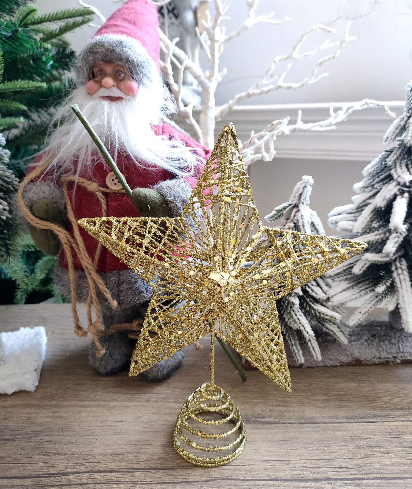 Christmas Tree Topper Golden Star Holiday Decoration Ornament