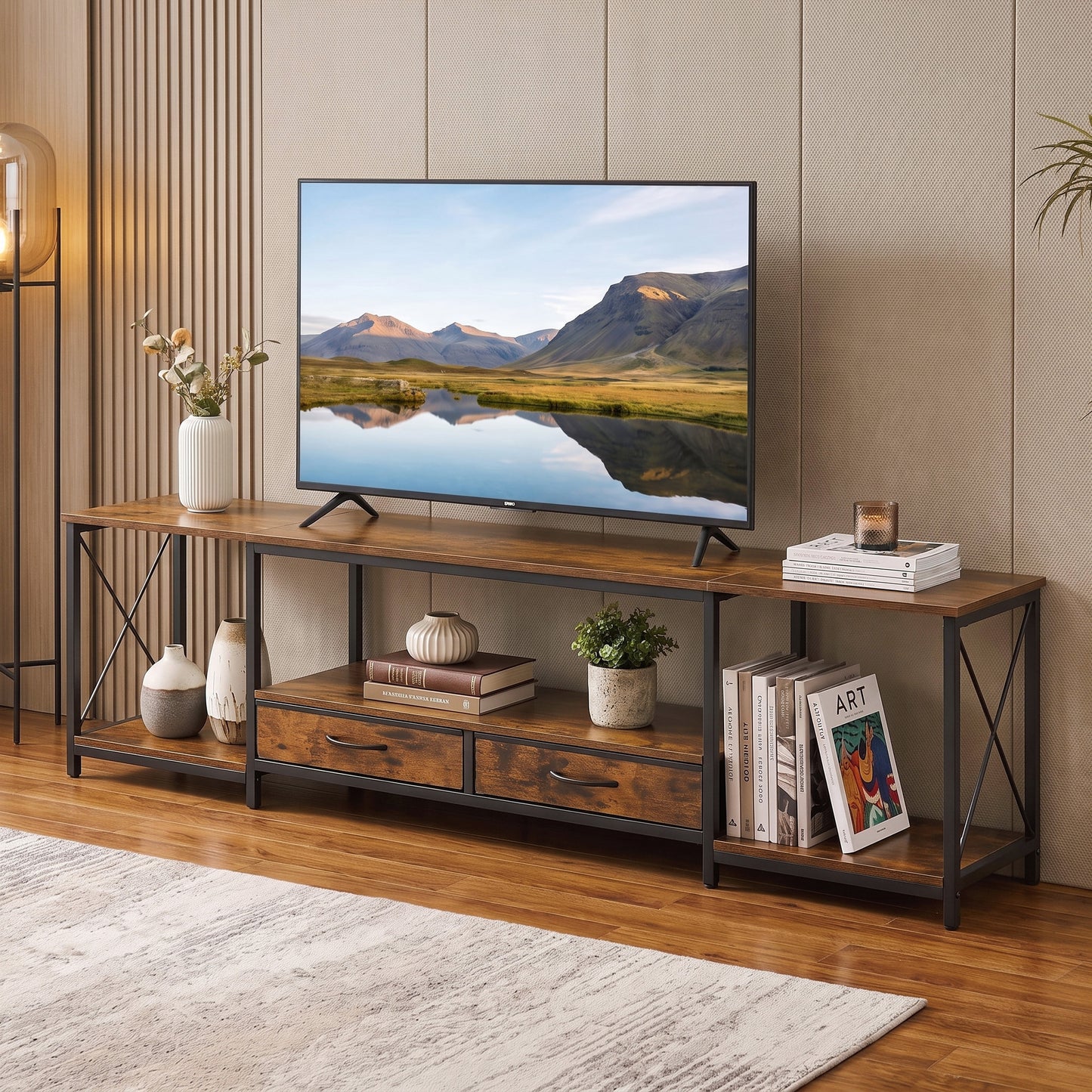 Industrial TV Cabinet Entertainment Unit with Drawers & Storage