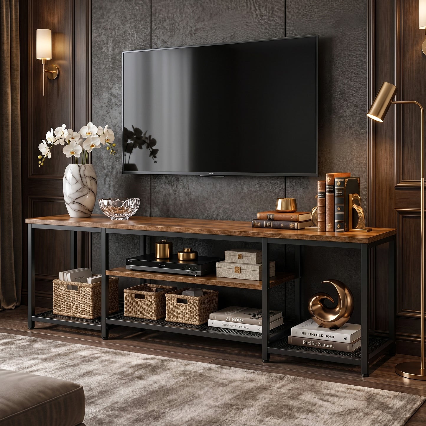 Soho Rustic TV Cabinet Stand Entertainment Unit with Storage Shelves