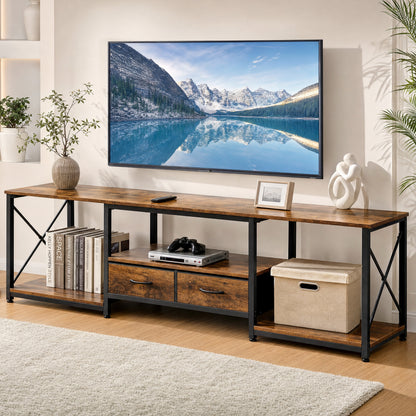 Milan Rustic TV Cabinet Entertainment Unit with Drawers & Storage