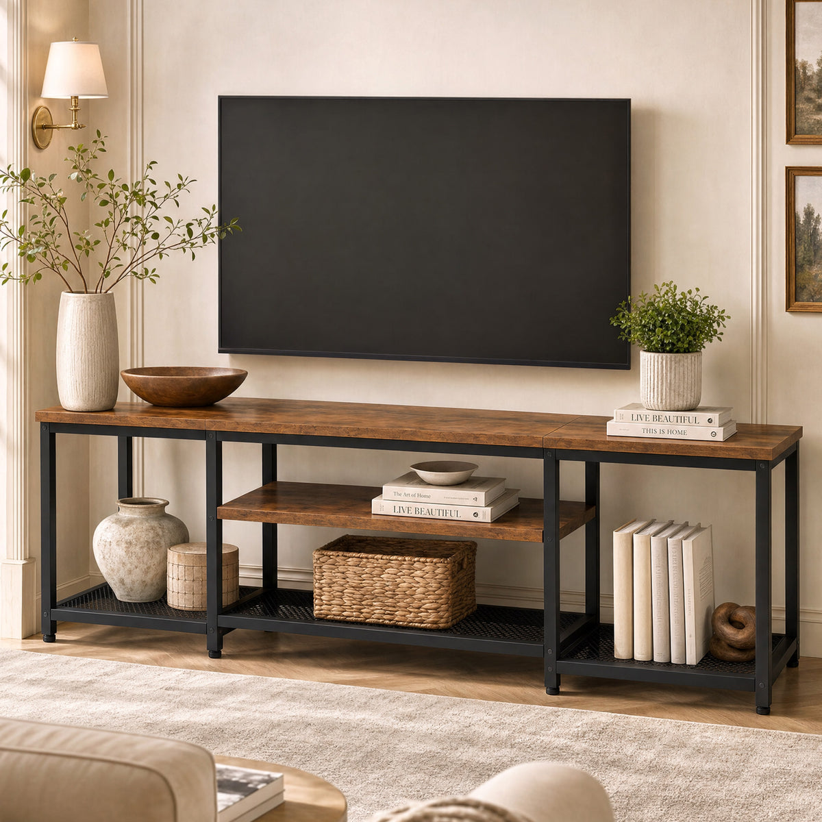 Soho Rustic TV Cabinet Stand Entertainment Unit with Storage Shelves