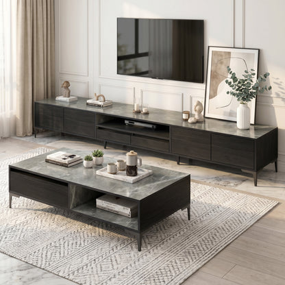 2-Piece Set Minimalist Large Coffee Table & 2m TV Cabinet