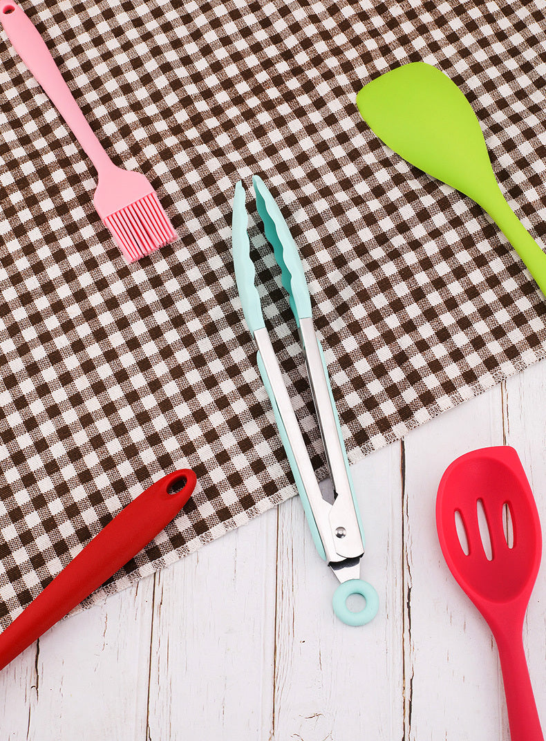 10PC Silicone Kitchen Cooking Baking Utensil Set (Colourful)