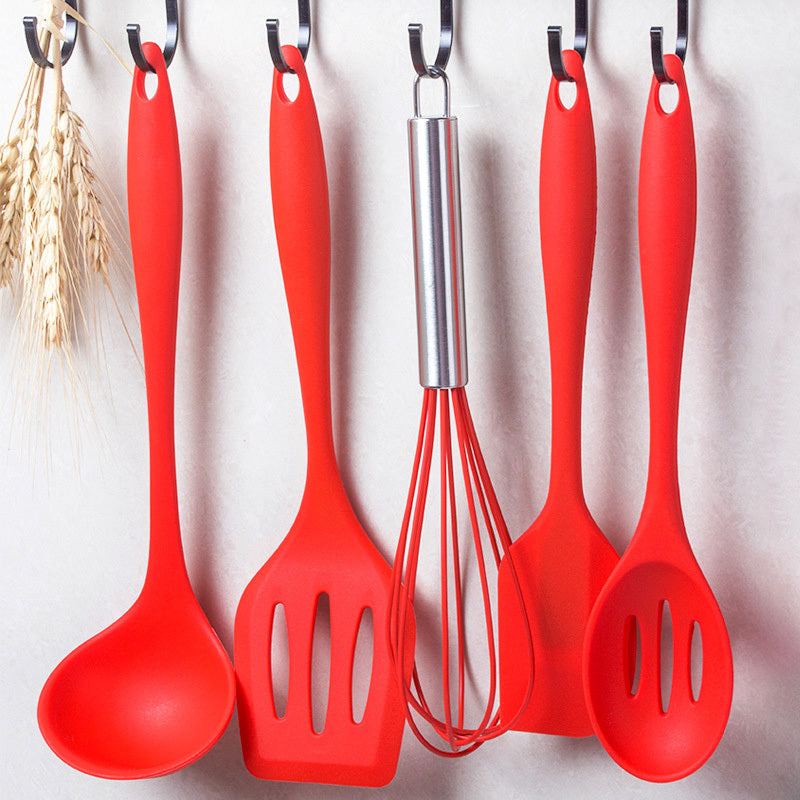 10PC Silicone Kitchen Cooking Baking Utensil Set (Red)