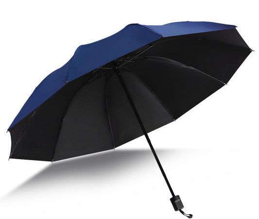 Large 2-Person Windproof UV-Resistant Folding Umbrella (Navy Blue)