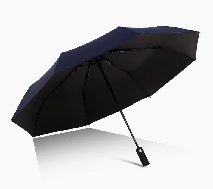 Large 2-Person Windproof UV-Resistant Folding Umbrella (Navy Blue)