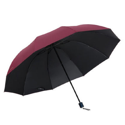 Large 2-Person Windproof Folding UV-Resistant Umbrella (Maroon Red)