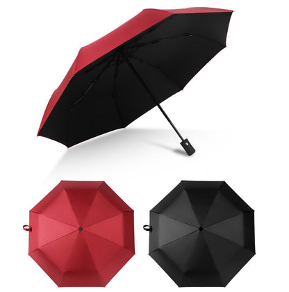 Large 2-Person Windproof Folding UV-Resistant Umbrella (Maroon Red)