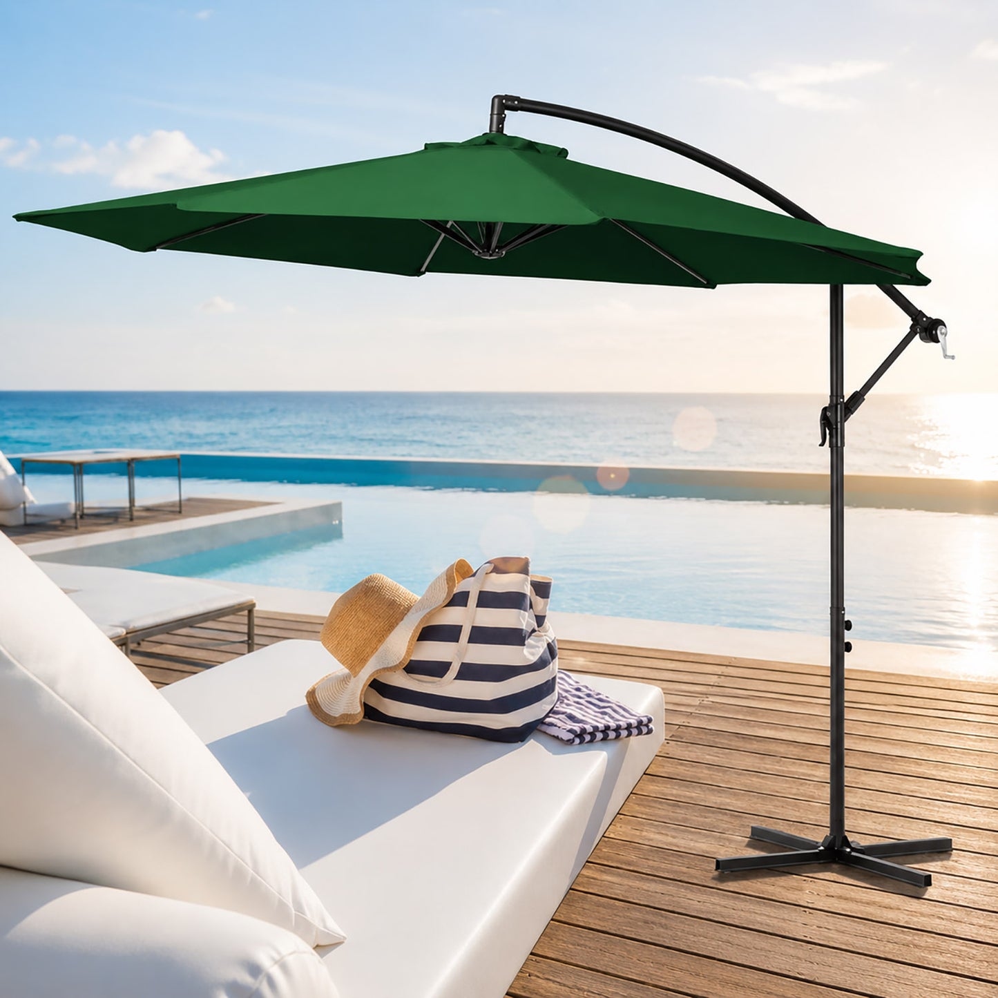 3m Steel Round Cantilever Outdoor Umbrella (Green)