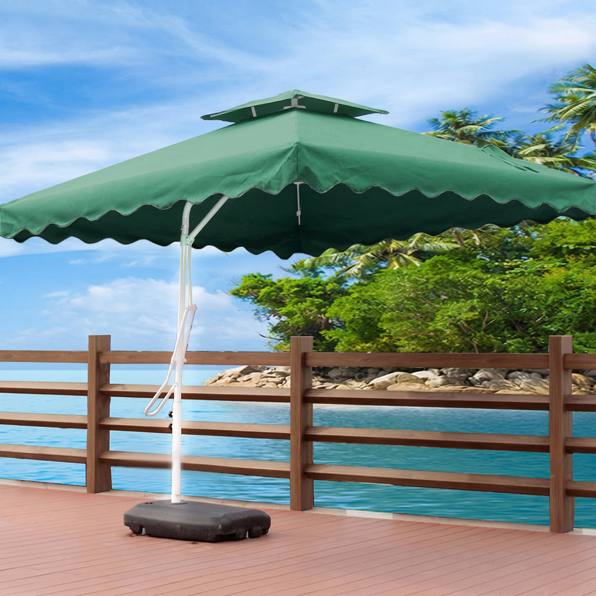 Varossa 3.5m Large Square Cantilever Outdoor Umbrella  (Green)