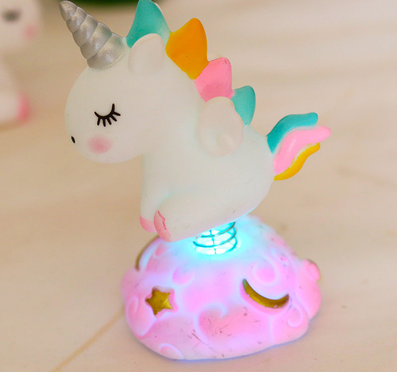 Adorable Unicorn Toy with Spring and Light