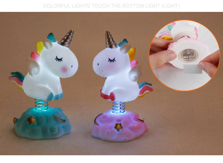 Adorable Unicorn Toy with Spring and Light