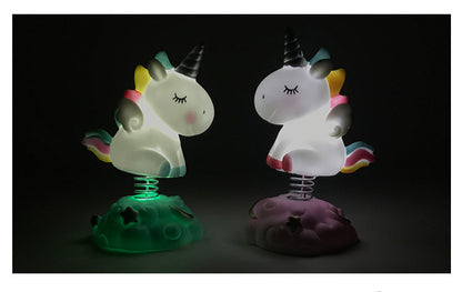 Adorable Unicorn Toy with Spring and Light