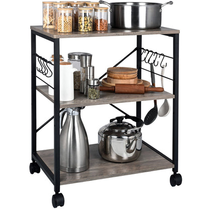 Atlas Wood & Steel Multipurpose Utility Cart Storage Shelf Kitchen Trolley (Driftwood)