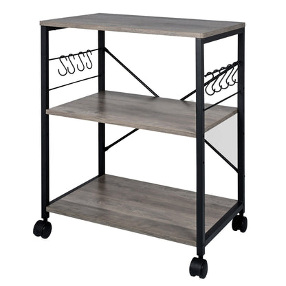 Atlas Wood & Steel Multipurpose Utility Cart Storage Shelf Kitchen Trolley (Driftwood)