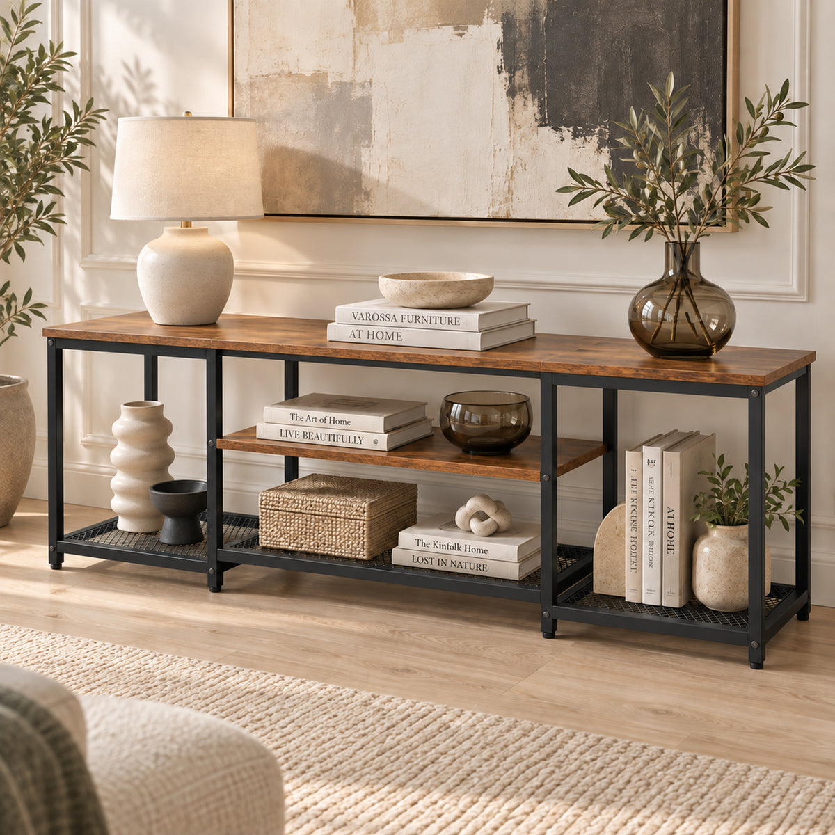 Soho Rustic TV Cabinet Stand Entertainment Unit with Storage Shelves
