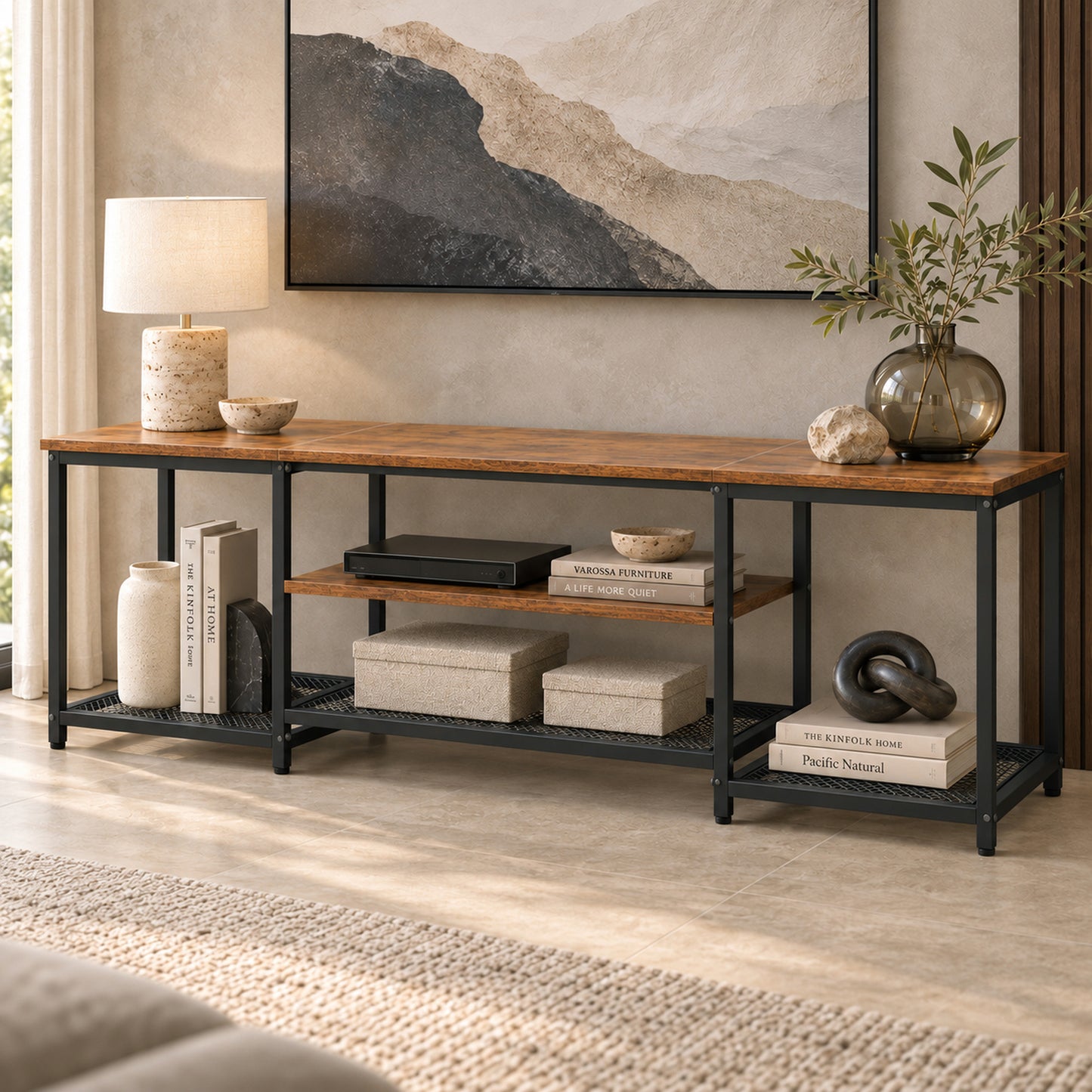 Soho Rustic TV Cabinet Stand Entertainment Unit with Storage Shelves