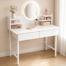Luxe LED White Makeup Vanity Dressing Table Mirror Drawers Shelves